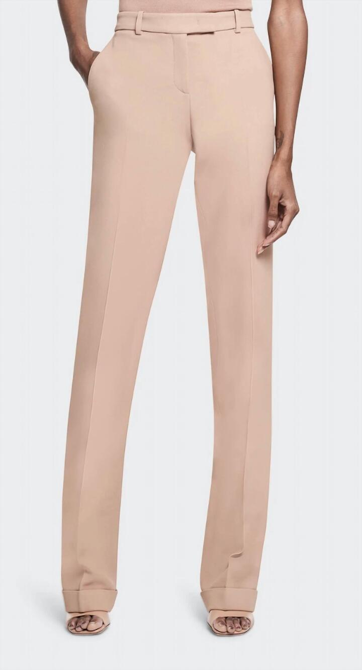 NEW MICHAEL KORS carolyn flat front cuffed leg trousers in suntan